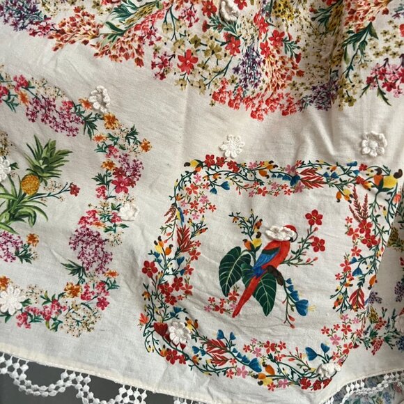 Farm Rio Delicate Forest Scarves Square Neck Embroidered Blouse - Picture 3 of 5